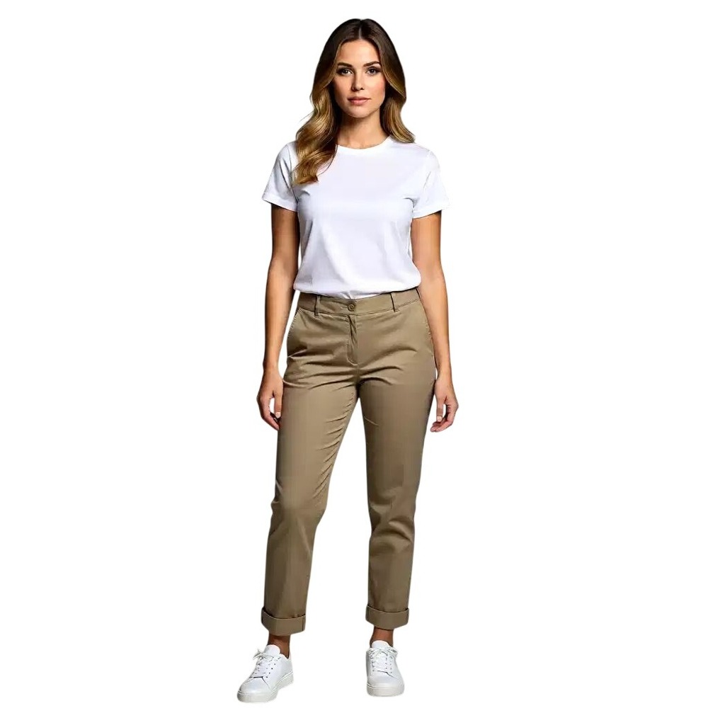 Talbots Women's Khaki Chino Pants Cropped Leg Cuffed Size 8‎ - Picture 2 of 11